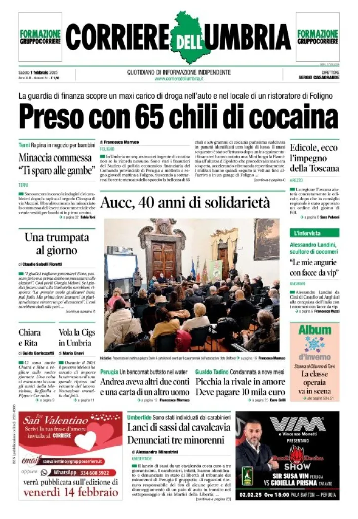 Prima-pagina-corriere umbria-del-2025-02-01